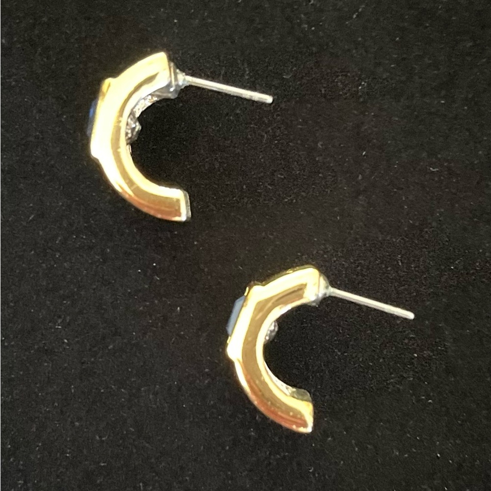 Double Toned Faux Sapphire Earrings - Picture 3 of 5